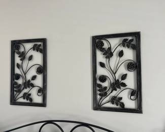handmade metal wall art trailing leaf / floral black 