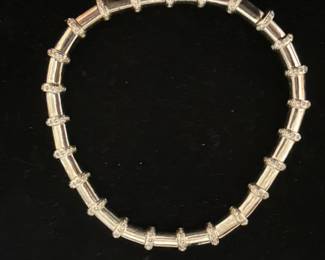 Pave Diamond White Gold Flexible Cuff Bracelet Round 