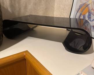 Vintage Japanese Black Lacquer Wakasa Stand Scroll Feet 