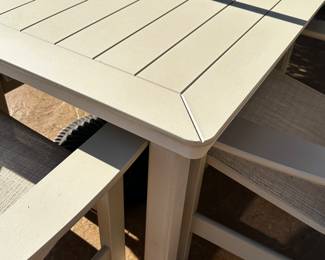 A whole collection of this wonderful clean like new patio furniture. ALl in a neutral cream color. Great shape!