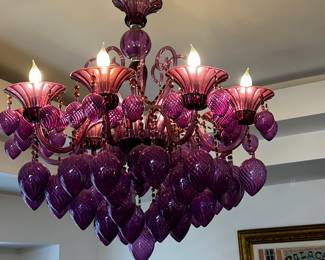 Amethyst glass dramatic and stunning Italian Chandelier