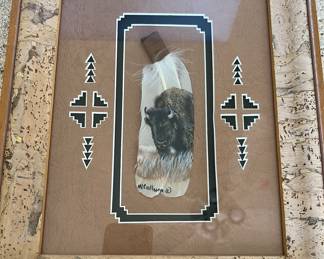 Art Feather Painting T. McCullum "Plains Drifter" Buffalo