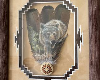 Art Feather Painting T. McCullum "Mountain Monarch" Bear
