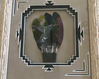 Art Feather Painting T. McCullum "Alfresco" Hummingbird