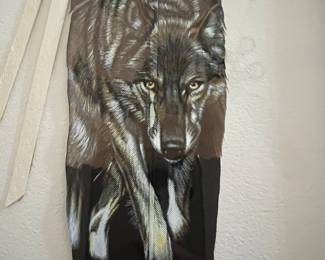 Art Feather Painting Donovan Begay "Emerging Spirit" Wolf
