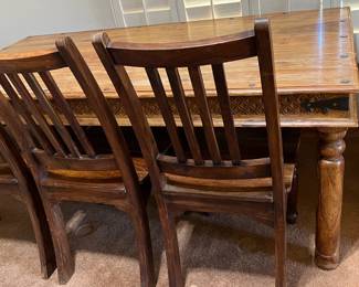 All Wood Dining Table w 6 Chairs