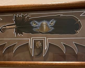 Art Feather Painting "Eagle Eyes" Artist Unknown