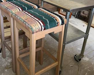 Stone Creek Bar Stools Set /3 , Stainless Steel Work Table Kitchen Utility Table