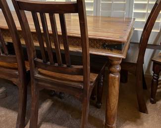 All Wood Dining Table w 6 Chairs