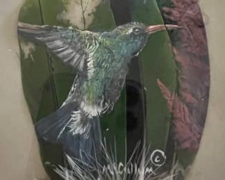 Art Feather Painting T. McCullum "Alfresco" Hummingbird