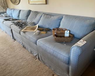 Blue Swiss dot sofa