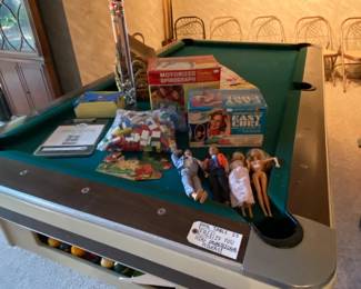Pool table - free if you hire professional movers, Kenner motorized Spirograph, 1960s Mattel Barbies
