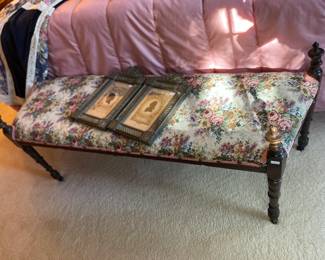 Silhouette Portraits with Metal Floral Frames, Floral Bed Bench
