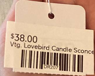 Vintage Lovebird Candle Sconce