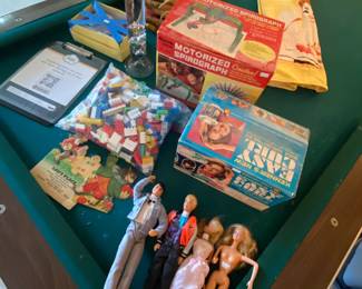 Pool table - free if you hire professional movers, Kenner motorized Spirograph, 1960s Mattel Barbies