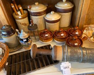 Sausage Stuffer/Dough Press, McCoy Covered Soup Bowl