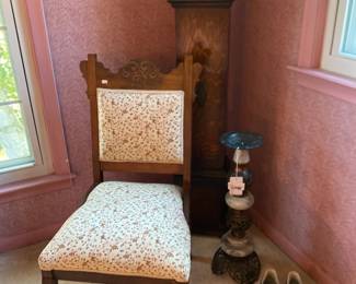 Marble and Brass Candlestick,  Wood Floor Enfield Grandmother Clock