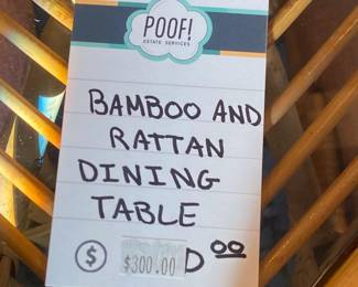 Bamboo and Rattan Dining Table and Dining Chairs