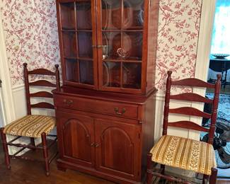 antique wavy glass front china cabinet