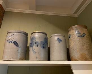 Four Virginia Salt Glaze Crocks