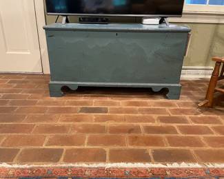 Early 19c Blue Painted Blanket Chest