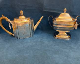 A George III, London, 1802, Sterling Silver Tea Pot & a London, George III, 1797, Geo. Smith & Thomas Hayter Covered Sugar Bowl.
