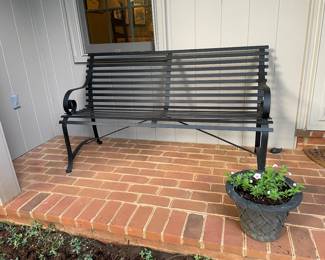 Black Painted Iron Bench