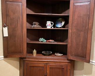 Mid 19c Virginia Walnut Corner Cupboard