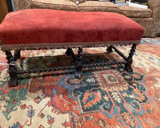 Baroque Style Upholstered Bench.  ( top is level)