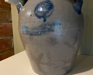 Small Ovoid Salt Glaze Crock w/ Bi-Lateral handles