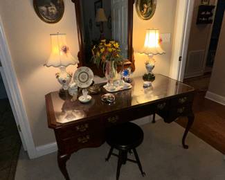 Fine Cherry Desk and Mirror