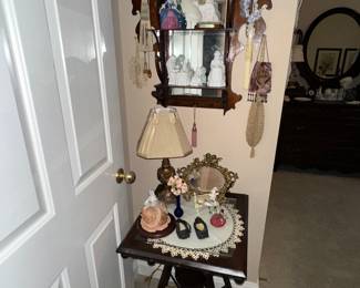 Oak stick and ball lamp table