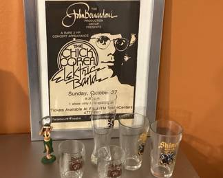 Poster for Chick Corea and vintage Texas beer glasses