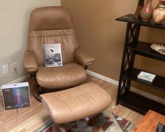 Leather Stressless chair and ottoman 