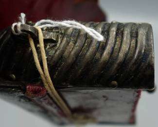 EARLY BRITISH VICTORIAN SILVER & LEATHER MILITARY CARTRIDGE BOX