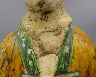 ANTIQUE CHINESE TANG DYNASTY PRIEST SANCAI GLAZE BUST STATUE SCULPTURE