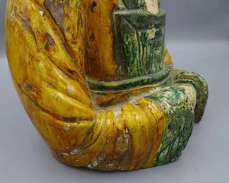 ANTIQUE CHINESE TANG DYNASTY PRIEST SANCAI GLAZE BUST STATUE SCULPTURE