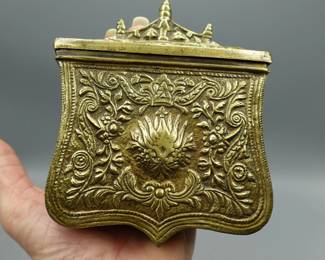 EARLY OTTOMAN PALASKA GREEK BRASS MILITARY CARTRIDGE BOX 