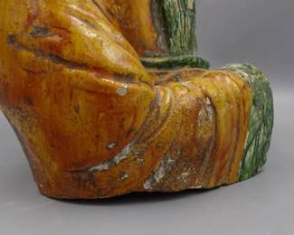 ANTIQUE CHINESE TANG DYNASTY PRIEST SANCAI GLAZE BUST STATUE SCULPTURE