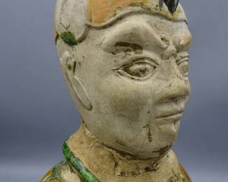 ANTIQUE CHINESE TANG DYNASTY PRIEST SANCAI GLAZE BUST STATUE SCULPTURE