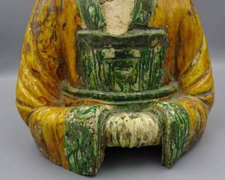 ANTIQUE CHINESE TANG DYNASTY PRIEST SANCAI GLAZE BUST STATUE SCULPTURE