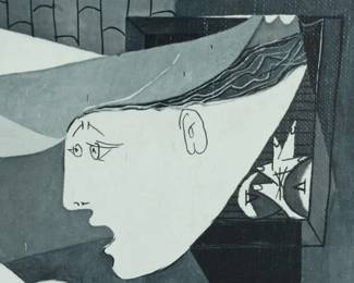 LARGE PABLO PICASSO GICLEE LITHOGRAPH ON CANVAS "GUERNICA" FRAMED