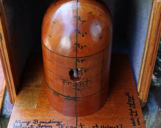 VERY RARE NAVY WOOD FORM HELMET MODEL WITH IRONSIDE PATCH IN CASE