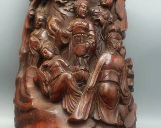 HAND CARVED BOXWOOD VESSEL