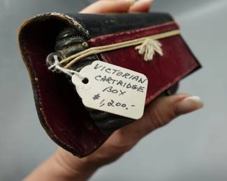 EARLY BRITISH VICTORIAN SILVER & LEATHER MILITARY CARTRIDGE BOX