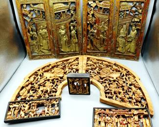 LOT OF CHINESE WOOD CARVED PANELS