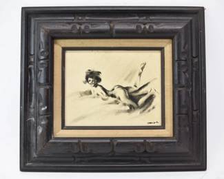 VINTAGE NUDE PAINTING OF GIRL
