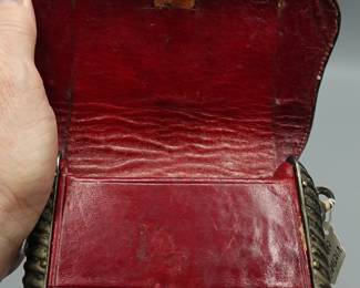 EARLY BRITISH VICTORIAN SILVER & LEATHER MILITARY CARTRIDGE BOX