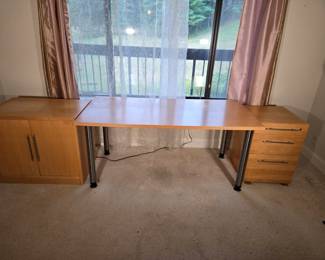 3pc Modern Office Desk With Cabinet And Drawers