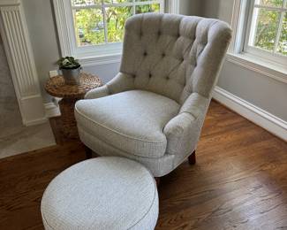 Ottoman - Newly Recovered 21" Dia x 14" H $275 Tufted Chair - Newly Recovered 35" 28" D x 38" H $650 